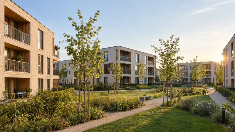 Nieuwbouwproject met appartementen rond een groene binnentuin in Leuven – leadgeneratie voor projectontwikkeling